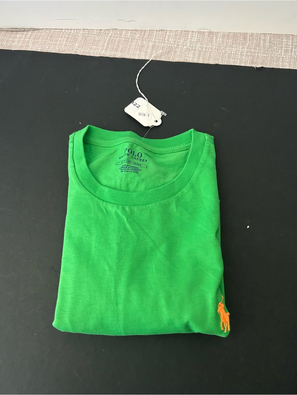 Ralph Lauren Boys' Bright Green Tee with Orange Pony